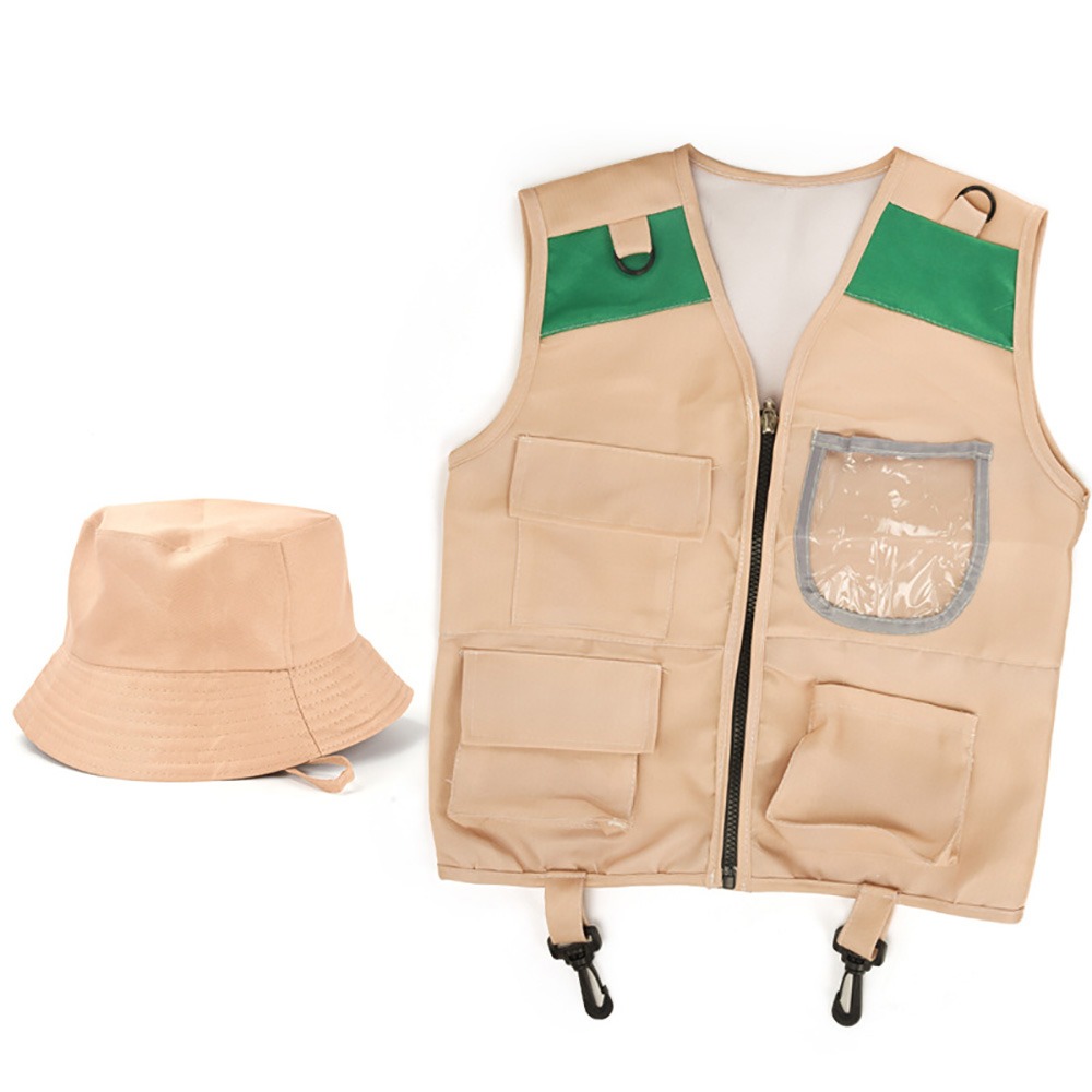 Outdoor Adventure Kit For Kids - 다채로운 색상의 탐험가 모자 조끼 드레스업