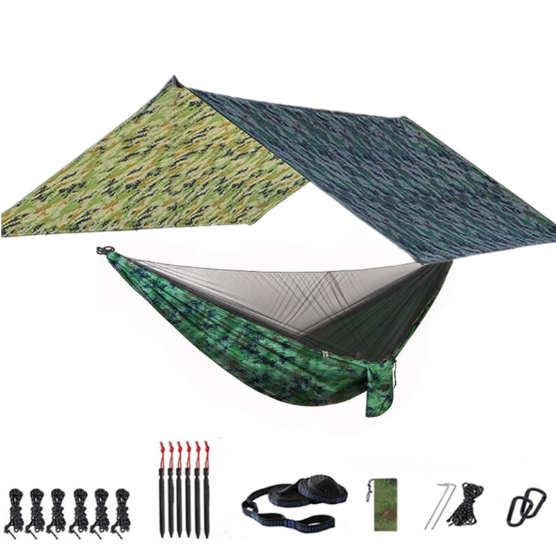 Hammock Rain Tarp - 레인 플라이 방수포와 그물이 있는 해먹