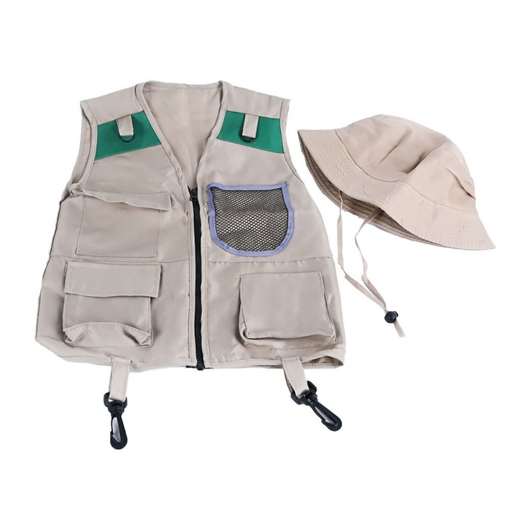 다채로운 색상의 탐험가 모자 조끼 드레스업 게임 조끼와 - Outdoor Adventure Kit For Kids 리뷰 및 가격